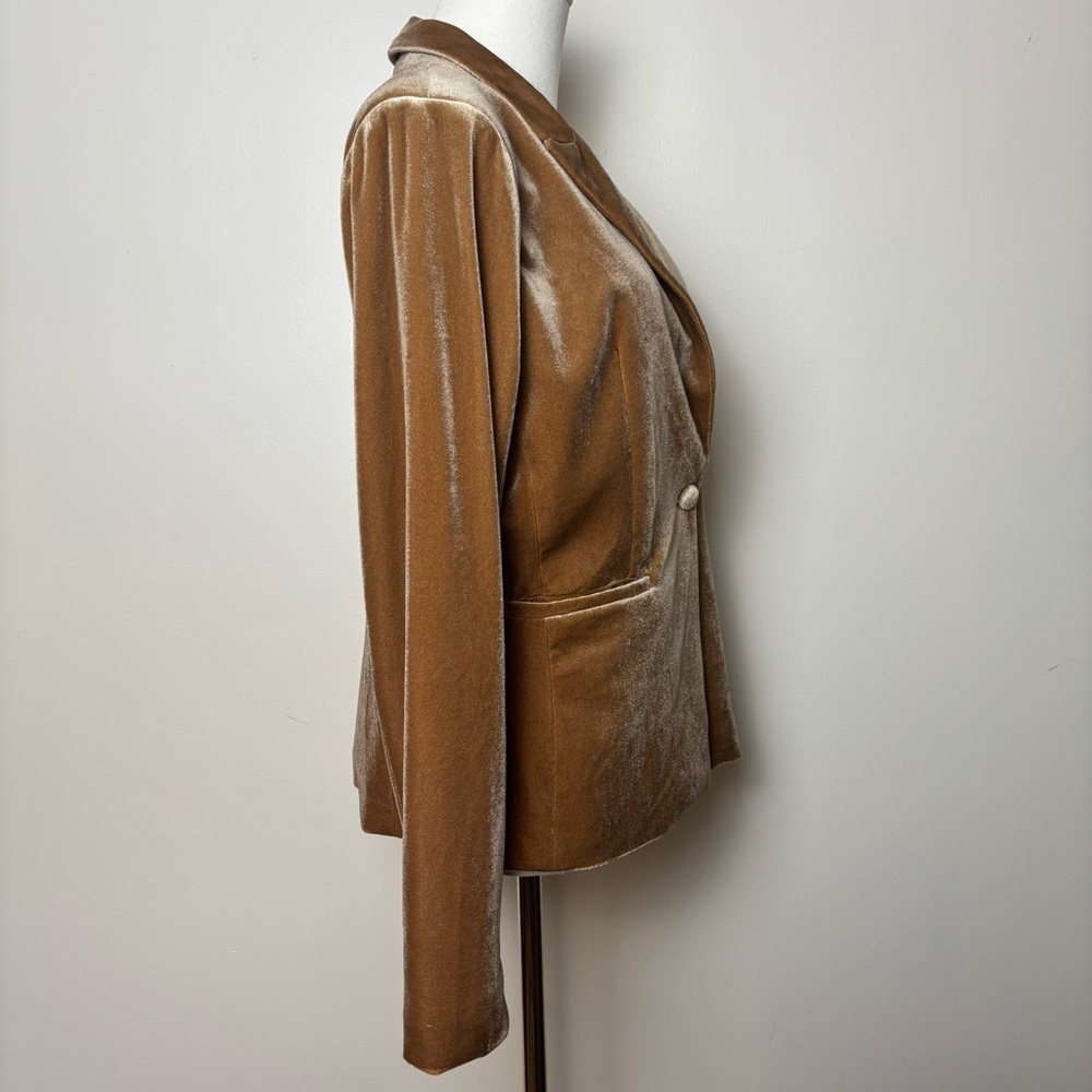 Molly Bracken Velour Blazer Single breasted Notched Lapels 2 Welt Pockets Sz S - Picture 8 of 12